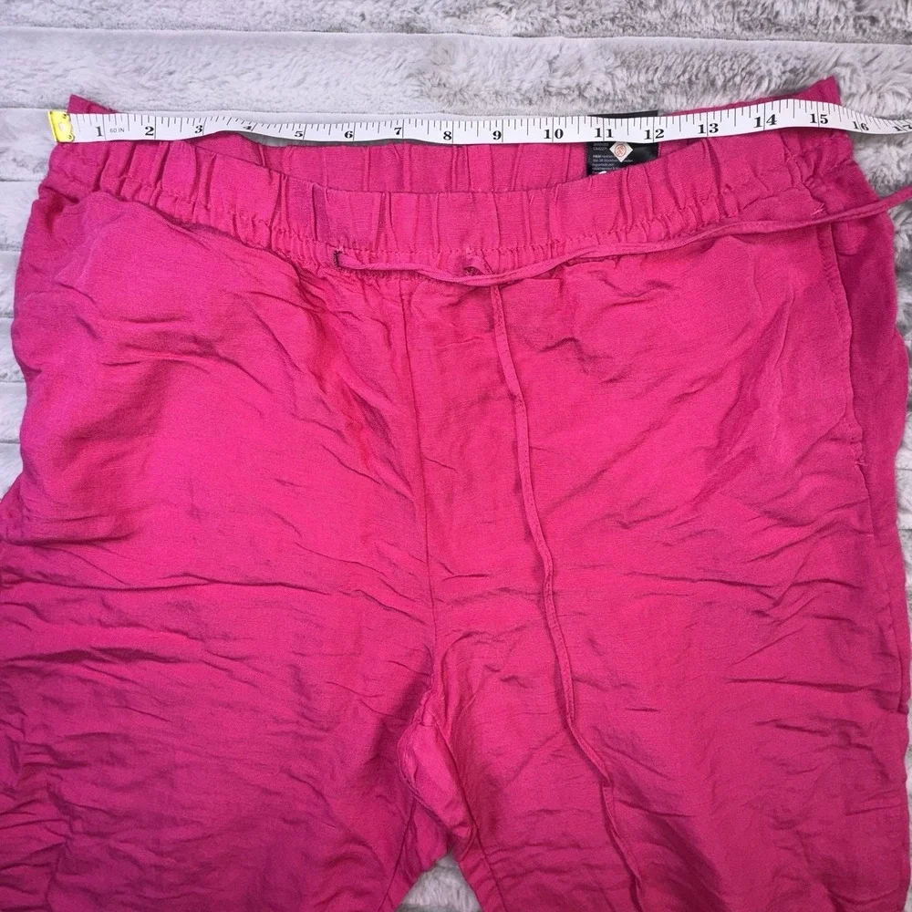 H&M Pants‎ Medium Barbie Pink Linen Blend Wide Leg Casual Summer Lounge Trousers